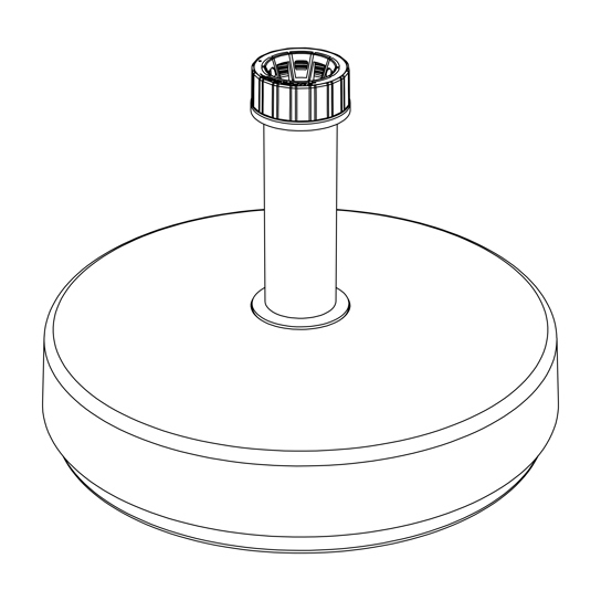 Lijntekening van een parasolvoet